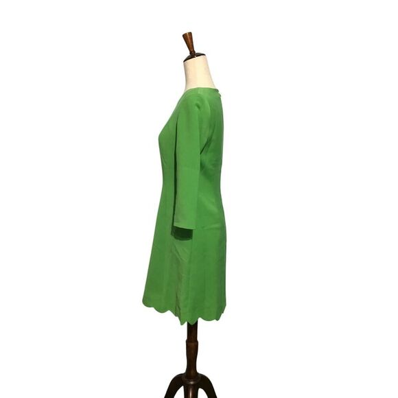 Cremieux Green Scalloped Hem A-Line Dress Size 4 - Picture 4 of 9